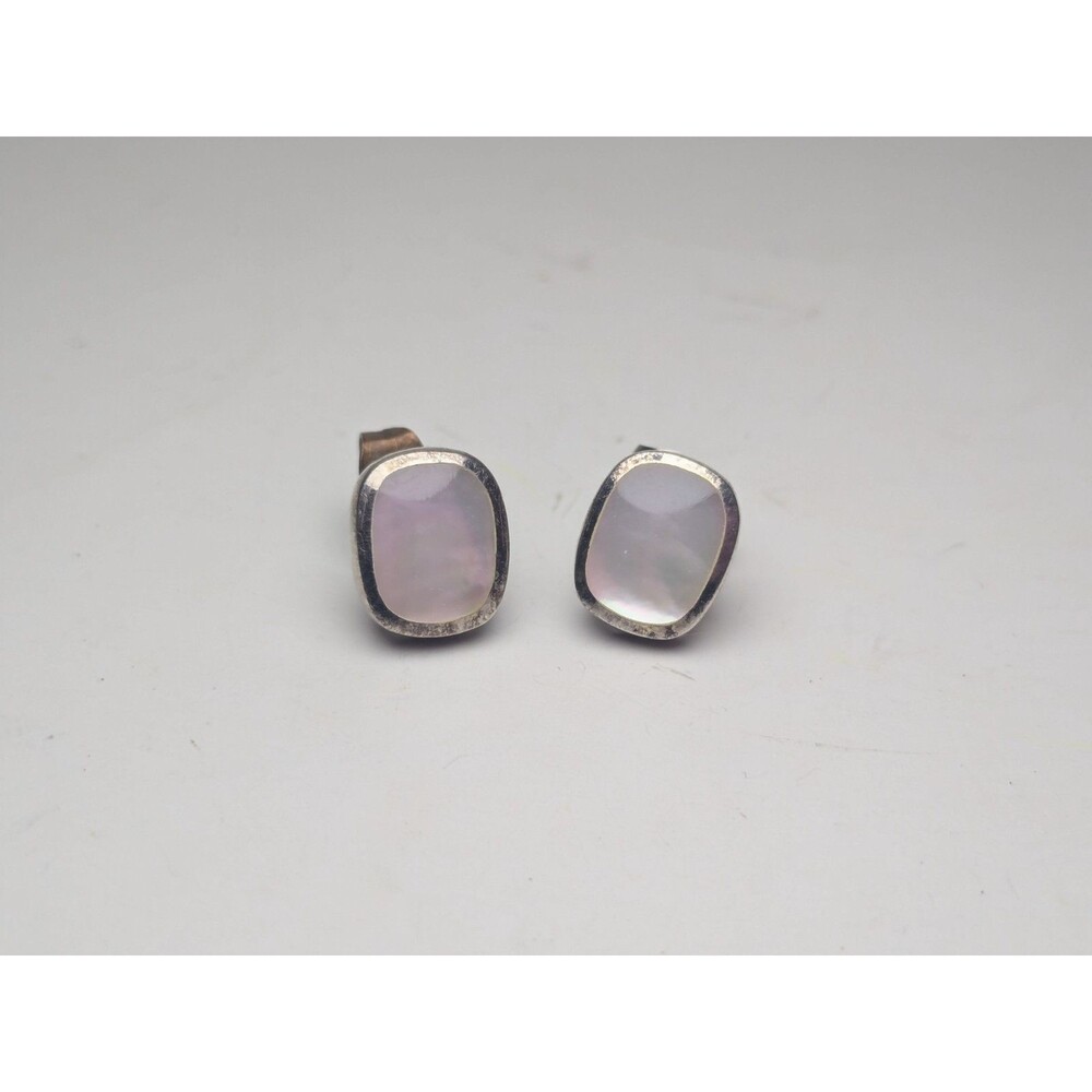 Sterling & Mother Of Pearl Stud Earrings Marked "PP 925"
